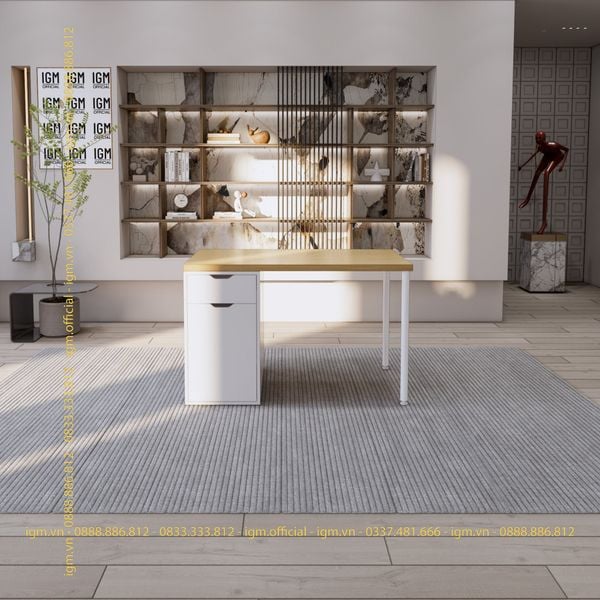 Bàn IKEA IGM 1 hộc tủ loại 1 ngăn kéo 1 cánh rộng 70cm chất liệu gỗ MDF phủ Melamine.