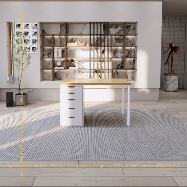 Bàn IKEA IGM 1 hộc tủ chất liệu gỗ MDF phủ Melamine chiều rộng  bàn 70cm.