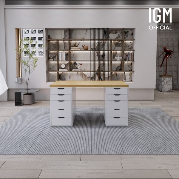 Bàn IKEA IGM 2 hộc tủ chất liệu gỗ MDF phủ Melamine chiều rộng 70cm.