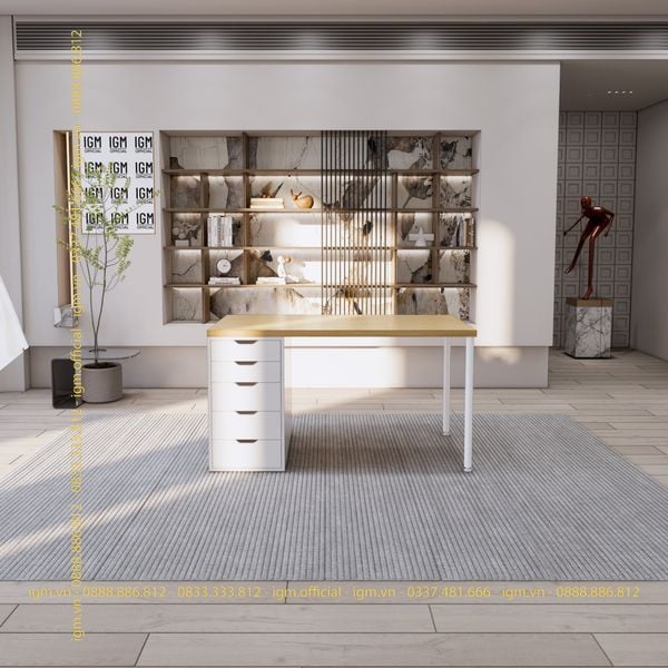 Bàn IKEA IGM 1 hộc tủ chất liệu gỗ MDF phủ Melamine chiều rộng  bàn 70cm.