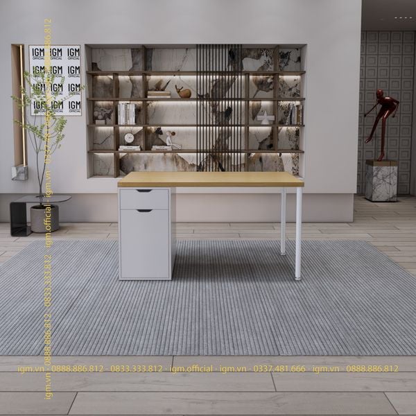 Bàn IKEA IGM 1 hộc tủ loại 1 ngăn kéo 1 cánh rộng 70cm chất liệu gỗ MDF phủ Melamine.