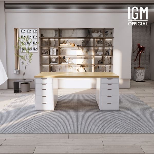 Bàn IKEA IGM 2 hộc tủ chất liệu gỗ MDF phủ Melamine chiều rộng 70cm.