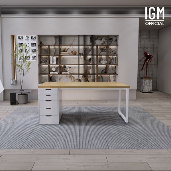 Bàn IKEA IGM 1 hộc tủ chất liệu gỗ MDF phủ Melamine chiều rộng  bàn 70cm.