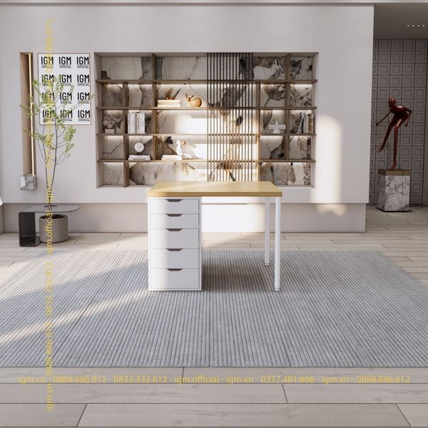 Bàn IKEA IGM 1 hộc tủ chất liệu gỗ MDF phủ Melamine chiều rộng  bàn 70cm.