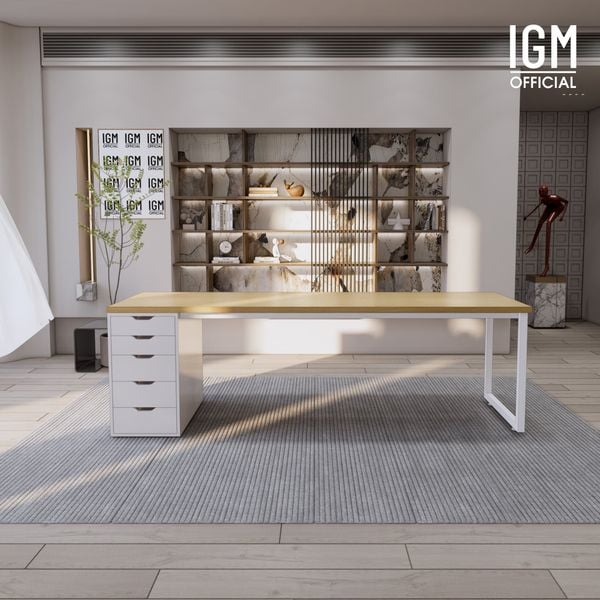 Bàn IKEA IGM 1 hộc tủ chất liệu gỗ MDF phủ Melamine chiều rộng  bàn 70cm.