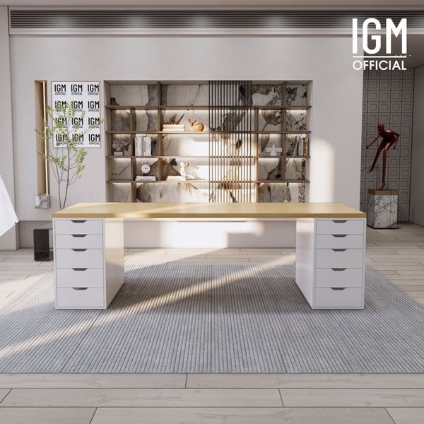 Bàn IKEA IGM 2 hộc tủ chất liệu gỗ MDF phủ Melamine chiều rộng 70cm.