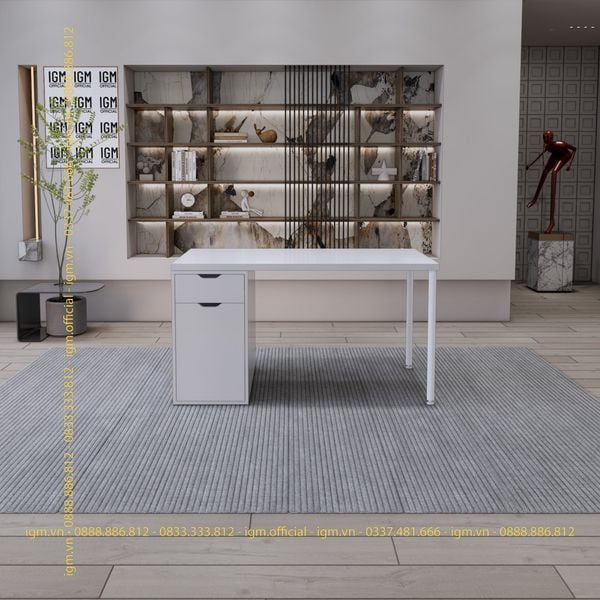 Bàn IKEA IGM 1 hộc tủ loại 1 ngăn kéo 1 cánh rộng 70cm chất liệu gỗ MDF phủ Melamine.