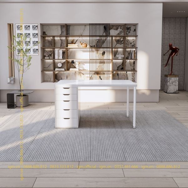 Bàn IKEA IGM 1 hộc tủ chất liệu gỗ MDF phủ Melamine chiều rộng  bàn 70cm.