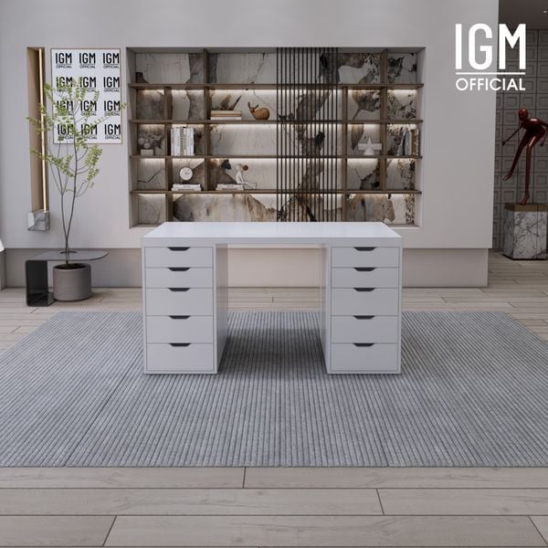 Bàn IKEA IGM 2 hộc tủ chất liệu gỗ MDF phủ Melamine chiều rộng 70cm.