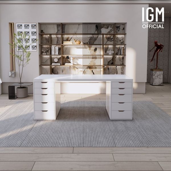 Bàn IKEA IGM 2 hộc tủ chất liệu gỗ MDF phủ Melamine chiều rộng 70cm.
