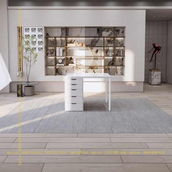 Bàn IKEA IGM 1 hộc tủ chất liệu gỗ MDF phủ Melamine chiều rộng  bàn 70cm.