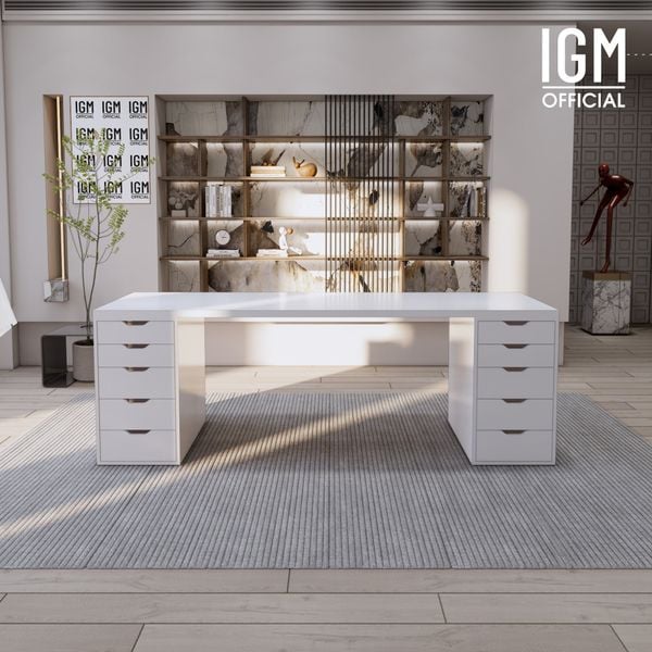 Bàn IKEA IGM 2 hộc tủ chất liệu gỗ MDF phủ Melamine chiều rộng 70cm.