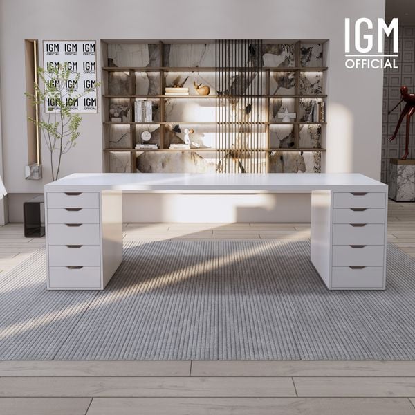 Bàn IKEA IGM 2 hộc tủ chất liệu gỗ MDF phủ Melamine chiều rộng 70cm.