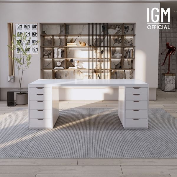 Bàn IKEA IGM 2 hộc tủ chất liệu gỗ MDF phủ Melamine chiều rộng 70cm.