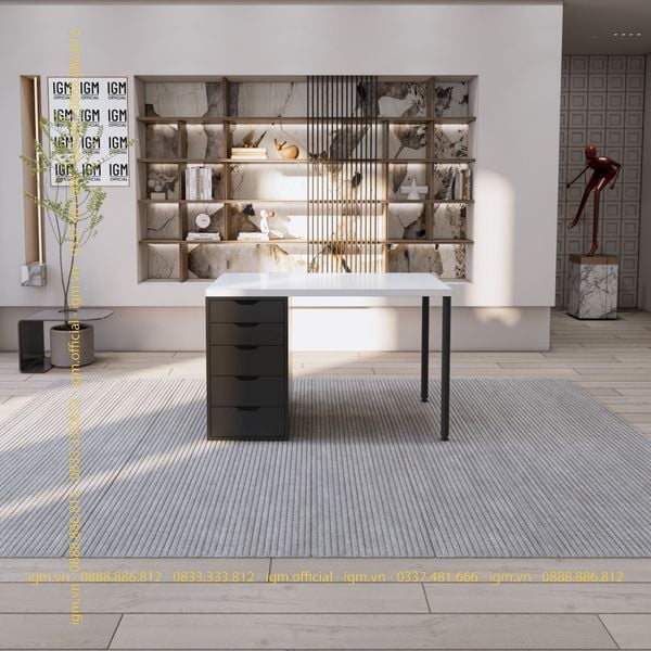 Bàn IKEA IGM 1 hộc tủ chất liệu gỗ MDF phủ Melamine chiều rộng  bàn 70cm.