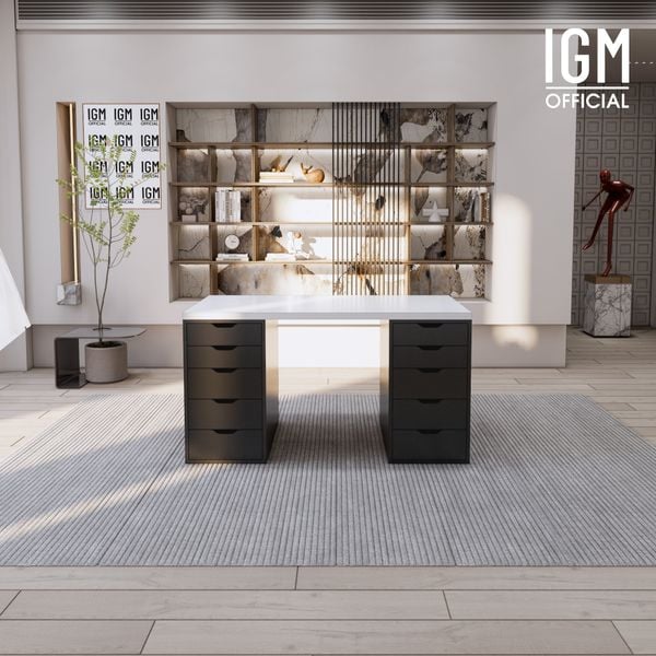 Bàn IKEA IGM 2 hộc tủ chất liệu gỗ MDF phủ Melamine chiều rộng 70cm.