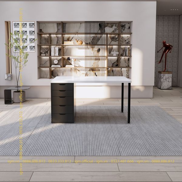 Bàn IKEA IGM 1 hộc tủ chất liệu gỗ MDF phủ Melamine chiều rộng  bàn 70cm.