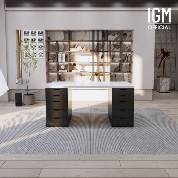 Bàn IKEA IGM 2 hộc tủ chất liệu gỗ MDF phủ Melamine chiều rộng 70cm.
