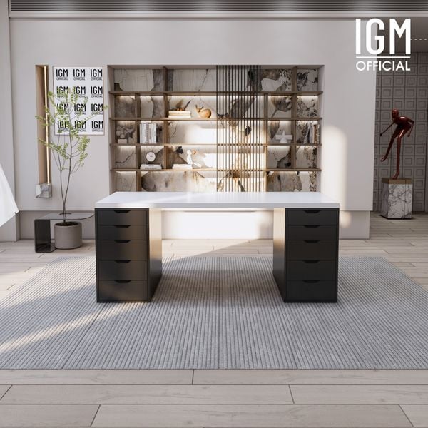 Bàn IKEA IGM 2 hộc tủ chất liệu gỗ MDF phủ Melamine chiều rộng 70cm.