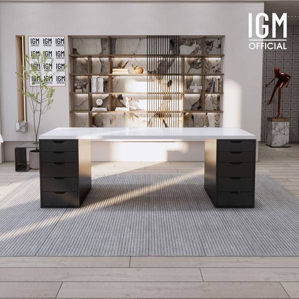 Bàn IKEA IGM 2 hộc tủ chất liệu gỗ MDF phủ Melamine chiều rộng 70cm.