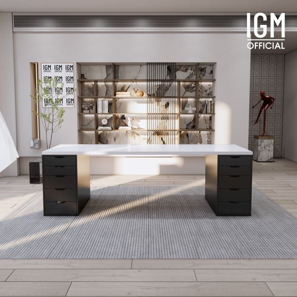 Bàn IKEA IGM 2 hộc tủ chất liệu gỗ MDF phủ Melamine chiều rộng 70cm.