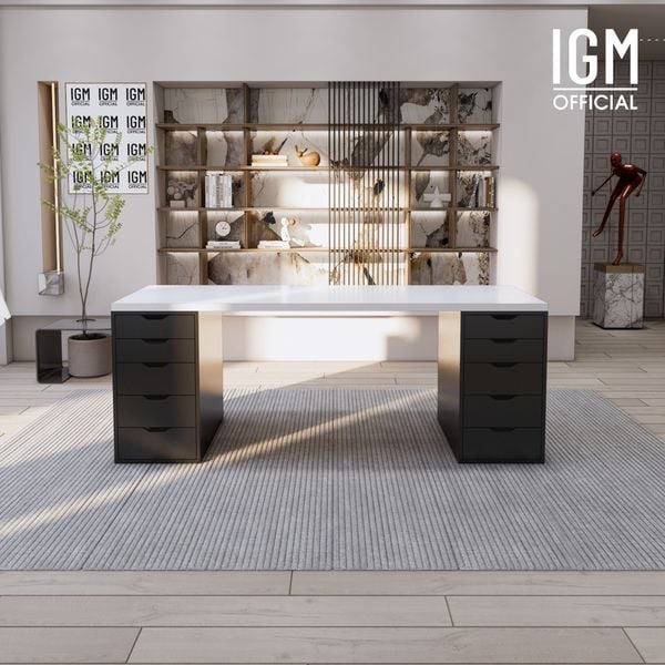 Bàn IKEA IGM 2 hộc tủ chất liệu gỗ MDF phủ Melamine chiều rộng 70cm.