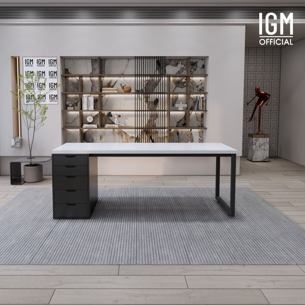 Bàn IKEA IGM 1 hộc tủ chất liệu gỗ MDF phủ Melamine chiều rộng  bàn 70cm.