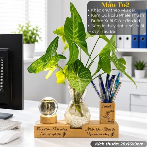  Kệ bút kèm lọ thủy tinh và quả cầu phale 