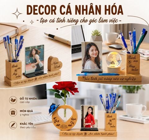 Kệ bút kèm khung ảnh decor bàn làm việc KA 