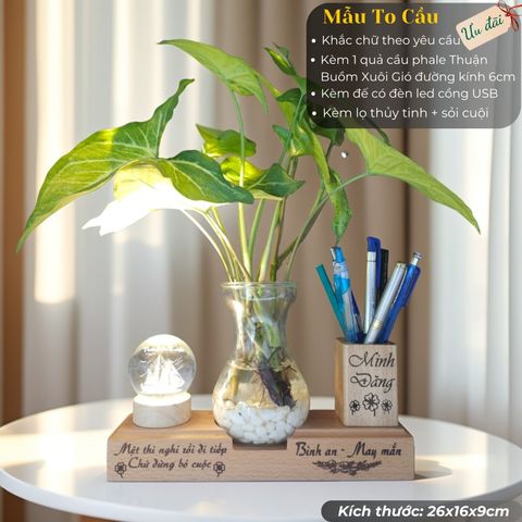  Kệ bút kèm lọ thủy tinh và quả cầu phale 