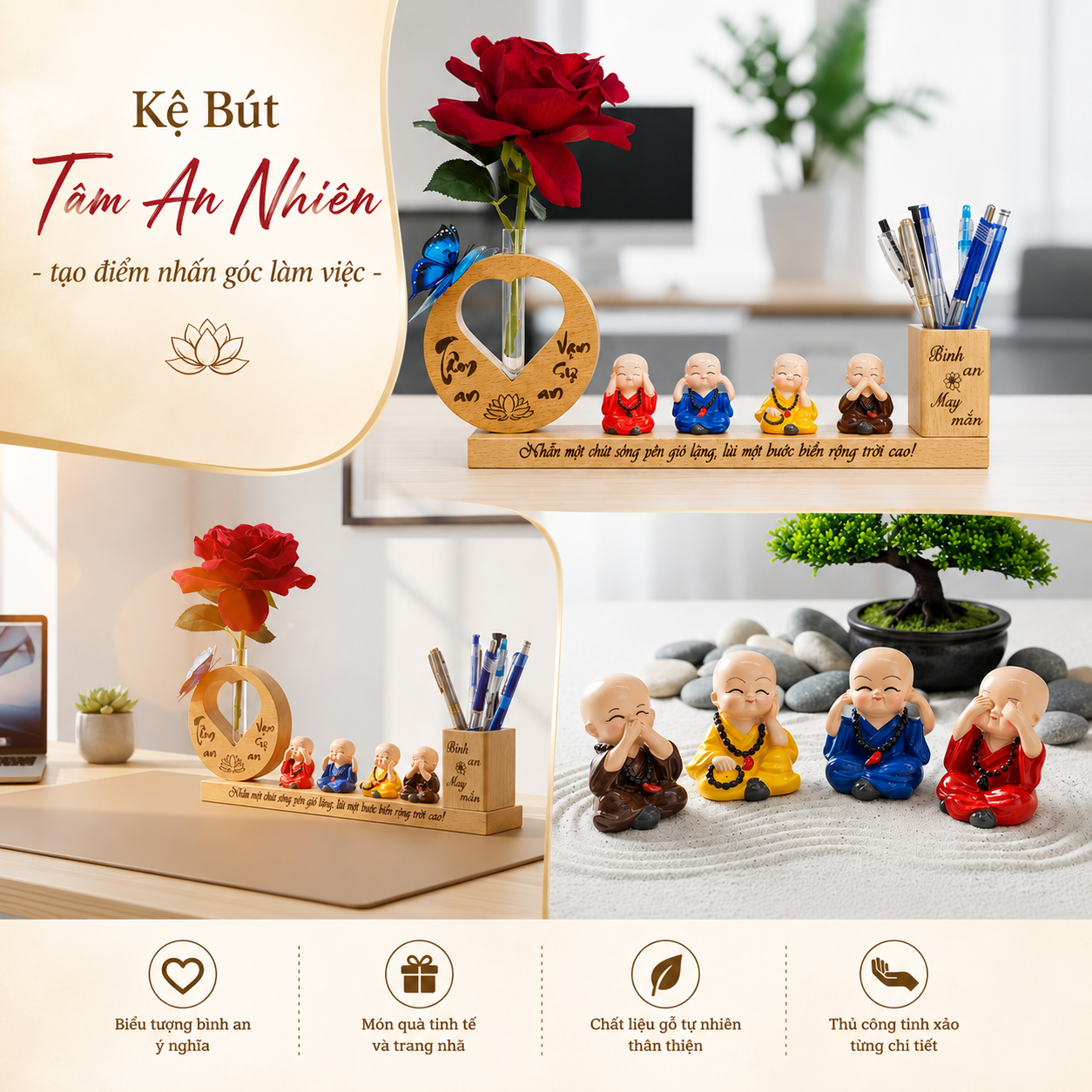  Kệ bút kèm sét Tứ Không mẫu M3VIP 