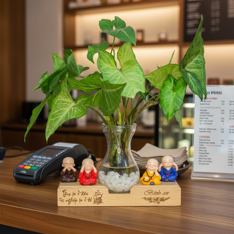  Kệ Bút kèm lọ thủy tinh và chú tiểu mẫu TO2 