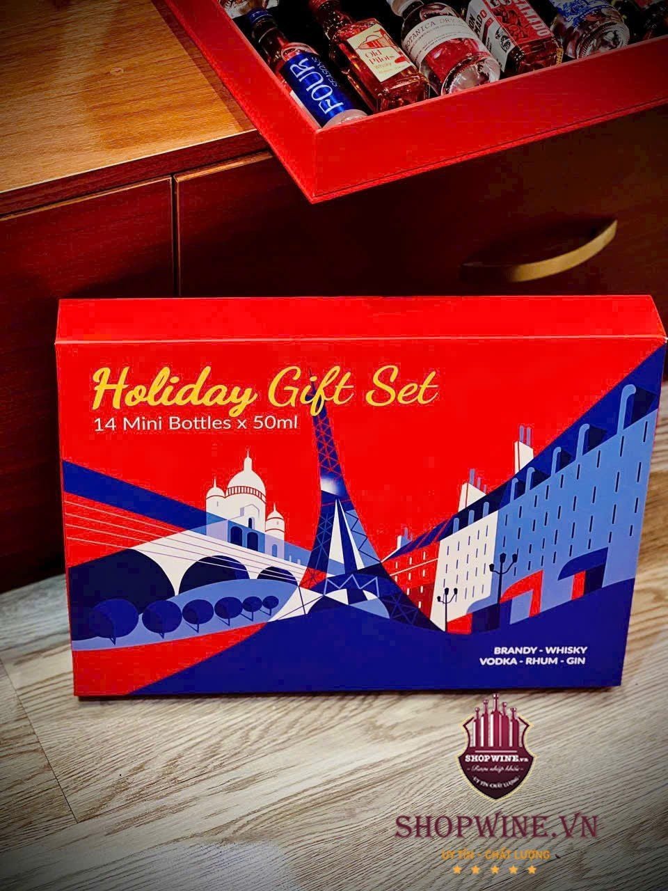  Set Rượu mini Brandy – Whisky – Vodka – Rum – Gin (Holiday Gift Set ) 