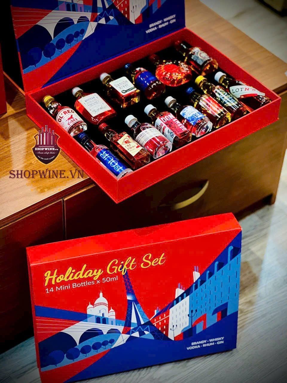  Set Rượu mini Brandy – Whisky – Vodka – Rum – Gin (Holiday Gift Set ) 