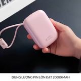  Pin Dự Phòng Wiwu Sugar Plus 20.000 mAh Tích Hợp Sẵn Cáp USB-C iPhone Màn Hình LED Hỗ Trợ Sạc Nhanh PD/QC 22.5W Chính Hãng 
