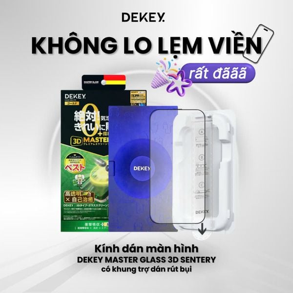  Cường Lực Dekey 3D Trong Suốt| Chống Nhìn Trộm MASTER GLASS SENTERY™ Không Lẹm Viền Có Khung Trợ Dán Cao Cấp Chính Hãng cho iPhone 16 Pro Max| 16 Pro| iPhone 17 Pro| iPhone 17 Pro Max 