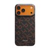  Ốp PITAKA Monogram Orange Black Bản Hở Viền Có Nút Control – Siêu Phẩm Từ Sợi Aramid Dệt cho iPhone 17 Pro Max 