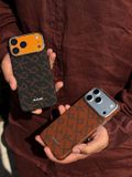  Ốp PITAKA Monogram Orange Black Bản Hở Viền Có Nút Control – Siêu Phẩm Từ Sợi Aramid Dệt cho iPhone 17 Pro Max 