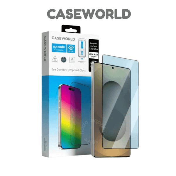  Cường Lực Caseworld Eye safe Trong Suốt Lọc Ánh Sáng Xanh Bảo Vệ Mắt KIT Có Khung Trợ Dán cho Samsung S25 Ultra & S26 Ultra 