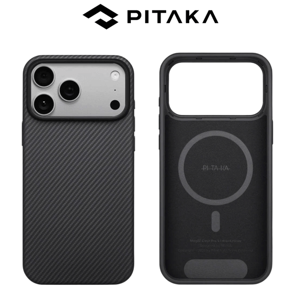  Ốp PITAKA Aramid Ultraguard Black  Bản Full Viền – Siêu Phẩm Từ Sợi Aramid Dệt cho iPhone 17 Pro | 17 Pro Max 