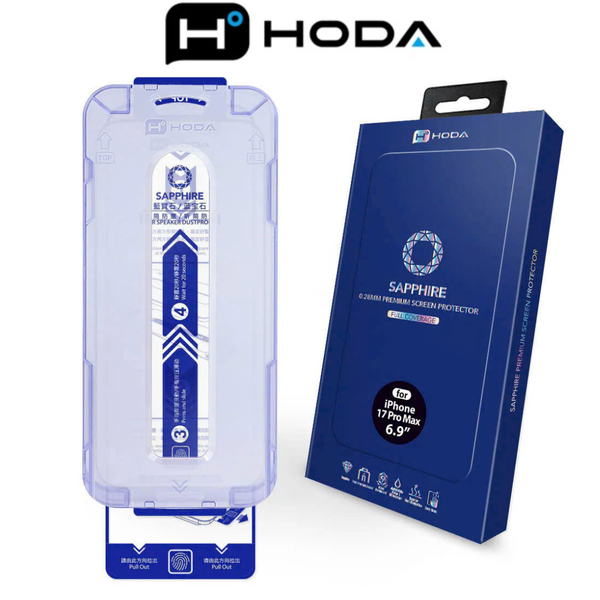  Cường Lực Hoda Sapphire Trong Suốt Chống Trầy Xước Có Khung Trợ Dán Cao Cấp Chính Hãng cho iPhone 17 Pro| 17 Pro Max 