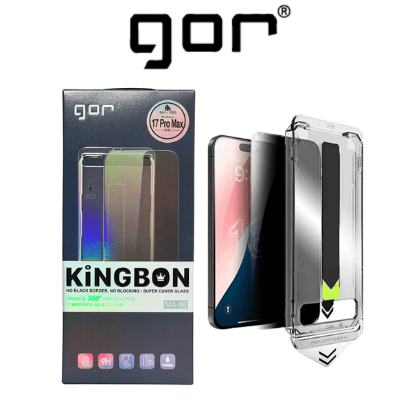  Cường Lực GOR MA86 Chống Nhìn Trộm 360 Độ Không Viền Đen Có Khung Trợ Dán Chính Hãng cho iPhone 14 | 15 |  16 | 17 Series 