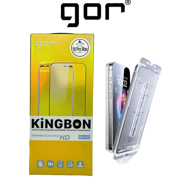  Cường Lực Gor MA83 Trong Suốt Có Viền Đen Không Lẹm Viền Có Khung Trợ Dán Chính Hãng cho iPhone 14| 15| 16| 17 Series 