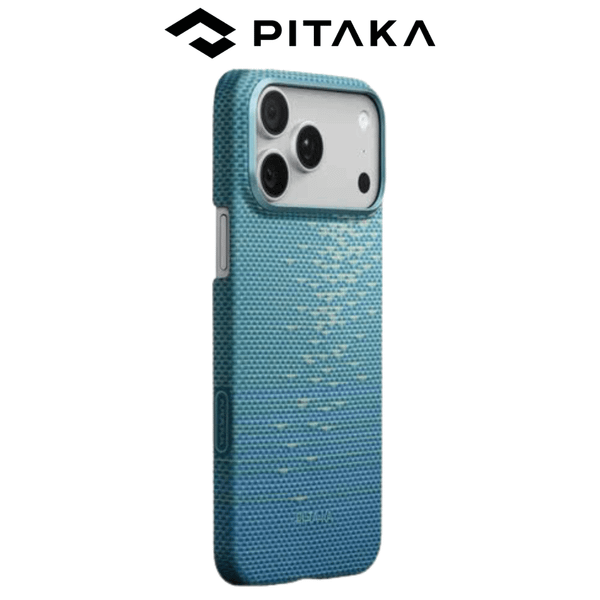  Ốp PITAKA  Lucid Blue Hở Viền Có Nút Control – Siêu Phẩm Từ Sợi Aramid Dệt cho iPhone 17 Air | 17 Pro | 17 Pro Max 