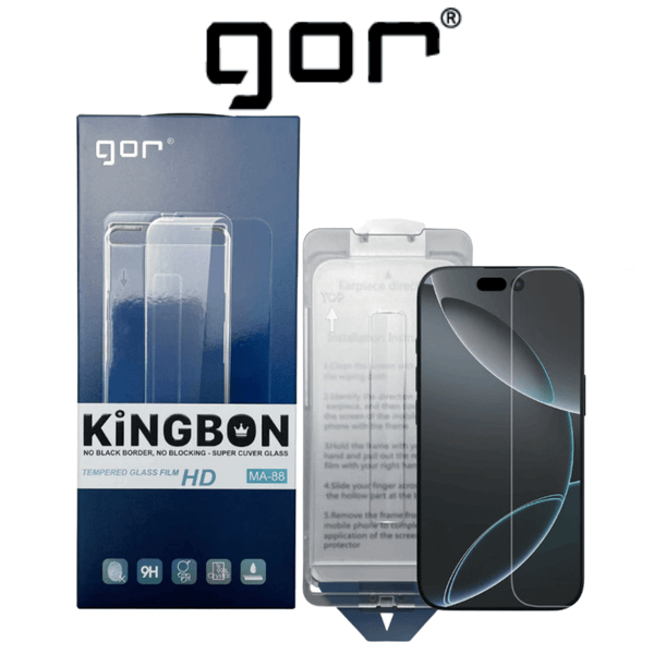  Cường Lực GOR MA 88 Trong Suốt Không Viền Đen Có Khung Trợ Dán Chính Hãng cho iPhone 14 | 15 | 16 | 17 Series 