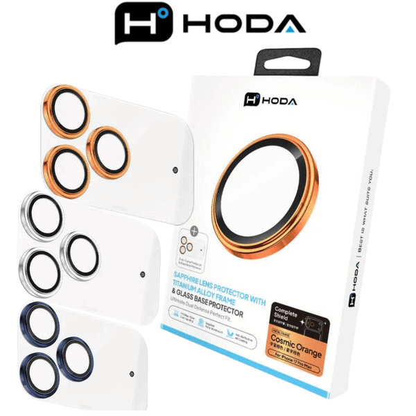  Lens Hoda Sapphire 2in1 Chống Trầy Xước Kèm Miếng Dán Trong Suốt Xung Quanh Viền Camera Chính Hãng cho iPhone 17 Pro Max 