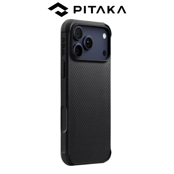  Ốp Lưng Pitaka Black ProGuard Case Bản Full Viền Có Nút Control – Siêu Phẩm Từ Sợi Aramid Dệt cho iP 17 Pro Max| 17 Pro 