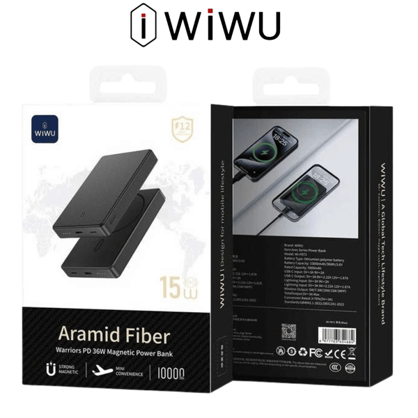  Pin Dự Phòng WiWU Aramid Fiber Wi-P073 20W 10.000mAh Siêu Mỏng chỉ 9mm Chính Hãng cho iPhone 