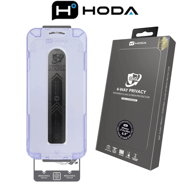  Cường Lực HODA 2.5D Chống Nhìn Trộm 360° Bảo Vệ Sự Riêng Tư Có Khung Dán Chính Hãng cho iPhone 17 Pro | 17 Pro Max 
