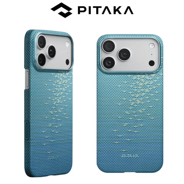  Ốp PITAKA  Lucid Blue Hở Viền Có Nút Control – Siêu Phẩm Từ Sợi Aramid Dệt cho iPhone 17 Air | 17 Pro | 17 Pro Max 